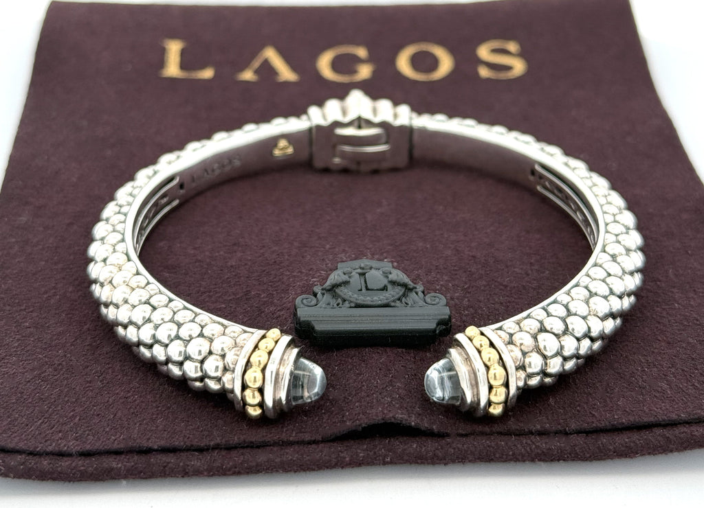 Lagos Caviar Lux Sterling Silver 18k Gold Cuff Bracelet