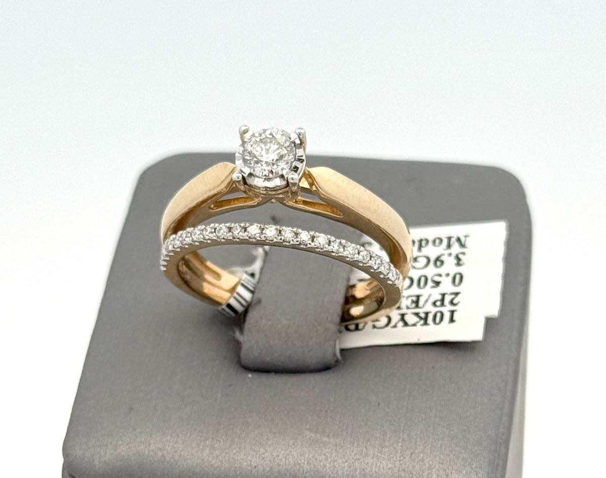10k Yellow Gold 0.50 CT Diamond Wedding & Engagement Ring Set, 3.9g, S16543