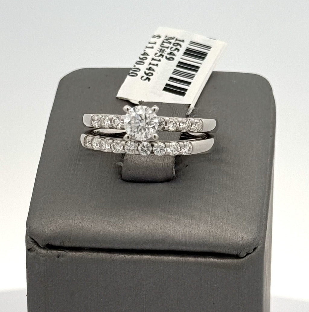 Platinum 1.50 CT Diamond Engagement Ring Set, Size 7, 9.3gm, S16549