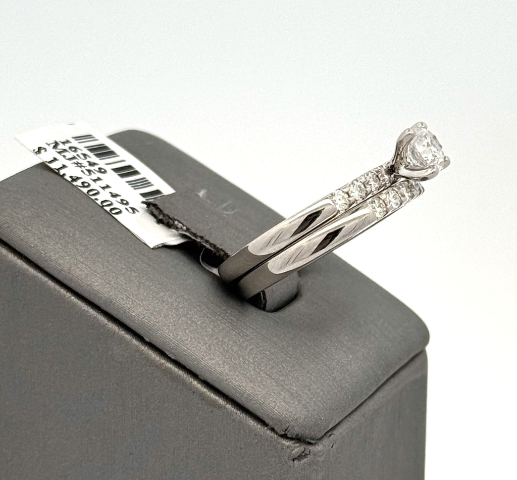 Platinum 1.50 CT Diamond Engagement Ring Set, Size 7, 9.3gm, S16549