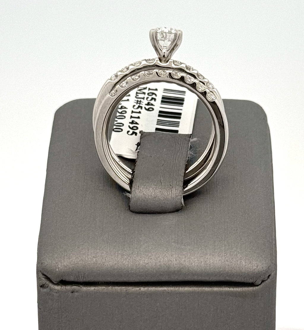 Platinum 1.50 CT Diamond Engagement Ring Set, Size 7, 9.3gm, S16549