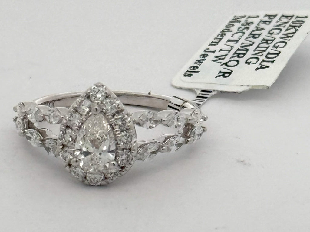 10k White Gold 1.85CT Pear Shape Diamond Engagement Ring, 4.0gm, S16554