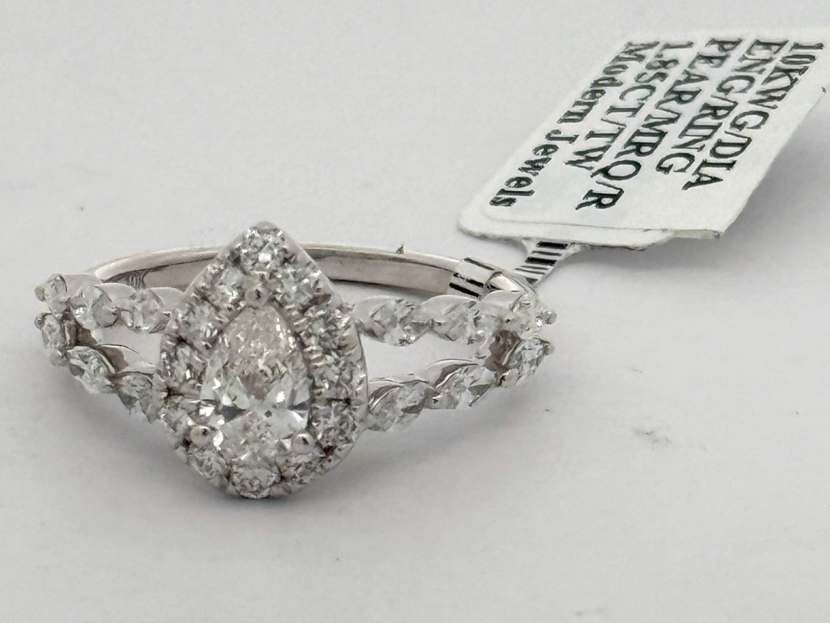 10k White Gold 1.85CT Pear Shape Diamond Engagement Ring, 4.0gm, S16554