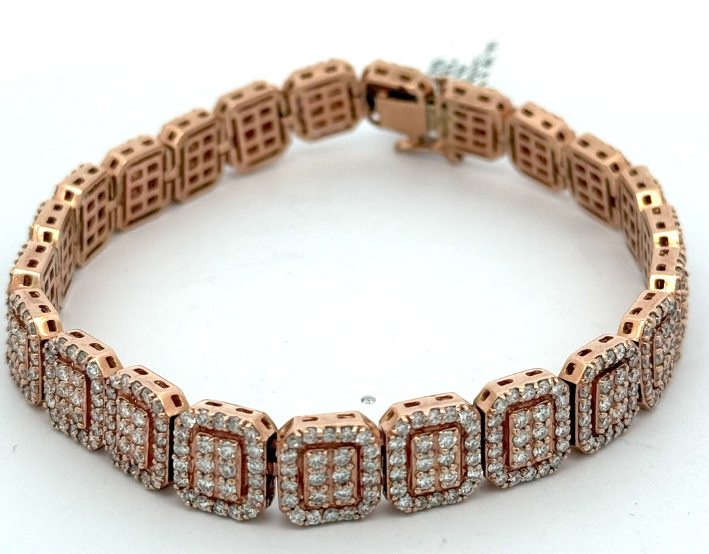 14k Rose Gold 11.00 CT Diamond Tennis Bracelet, 46.2g 9", S105964