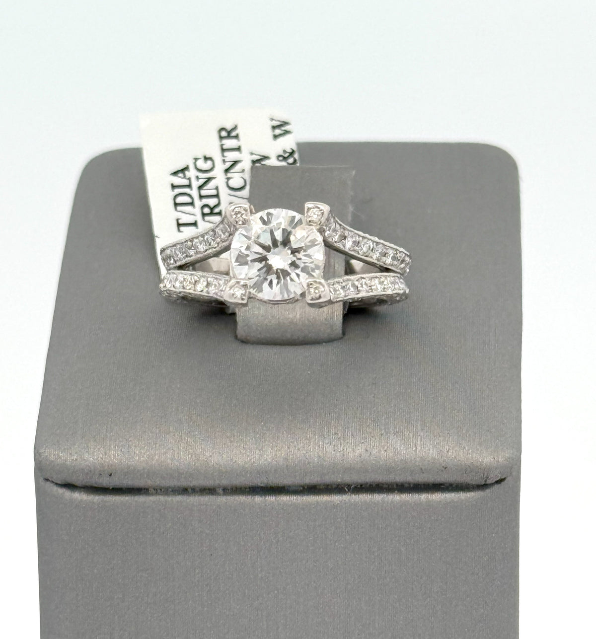 Platinum 2.00 CT Diamond Engagement Ring, 7.3g, Size 4.5, S107266