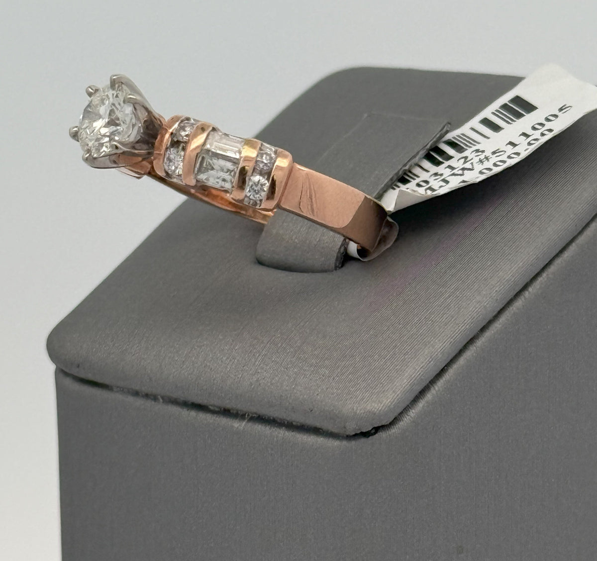 14k Rose Gold 1.00 CT Diamond Engagement Ring, 4.6gm, Size 7.5, S103123