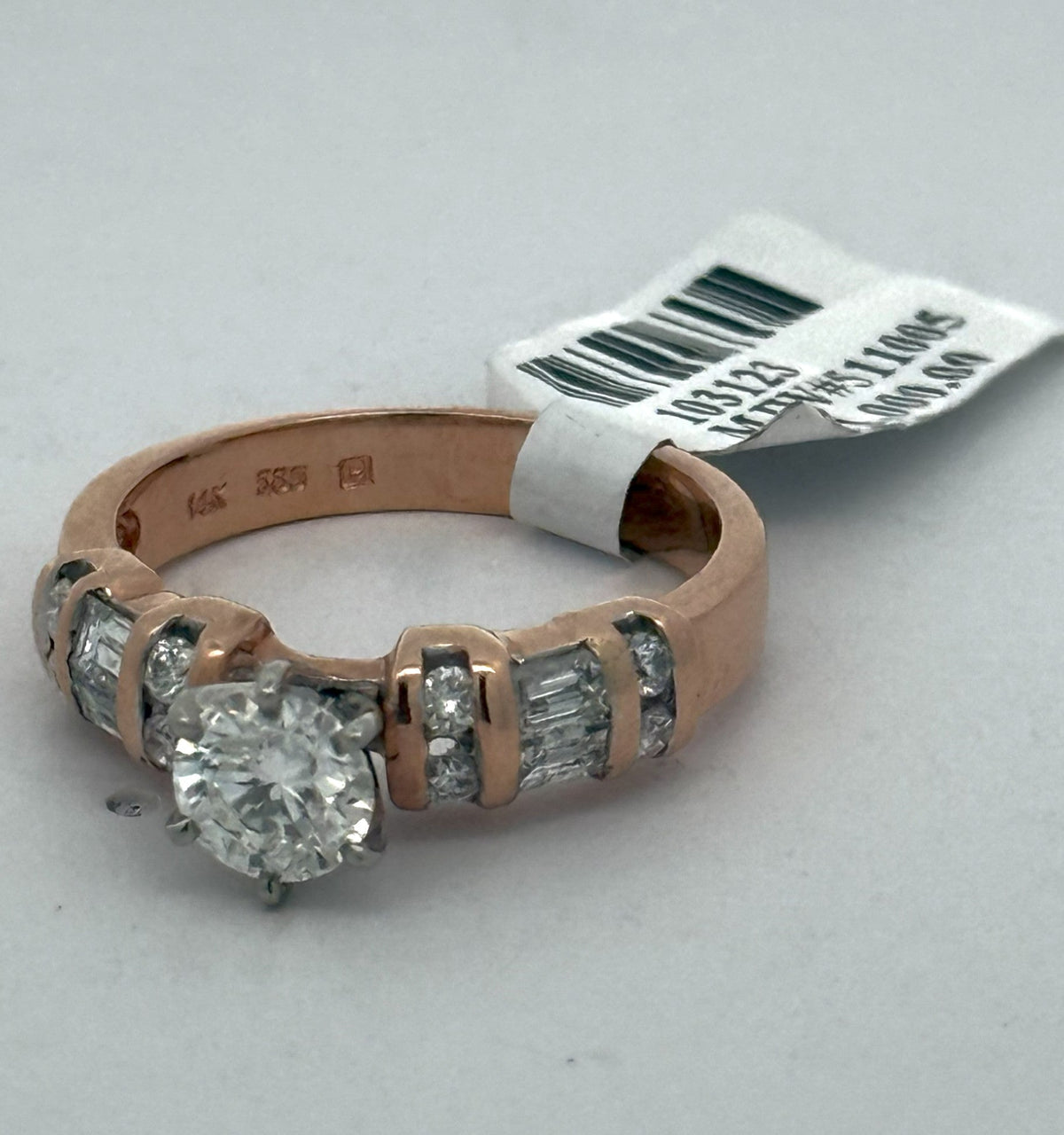14k Rose Gold 1.00 CT Diamond Engagement Ring, 4.6gm, Size 7.5, S103123