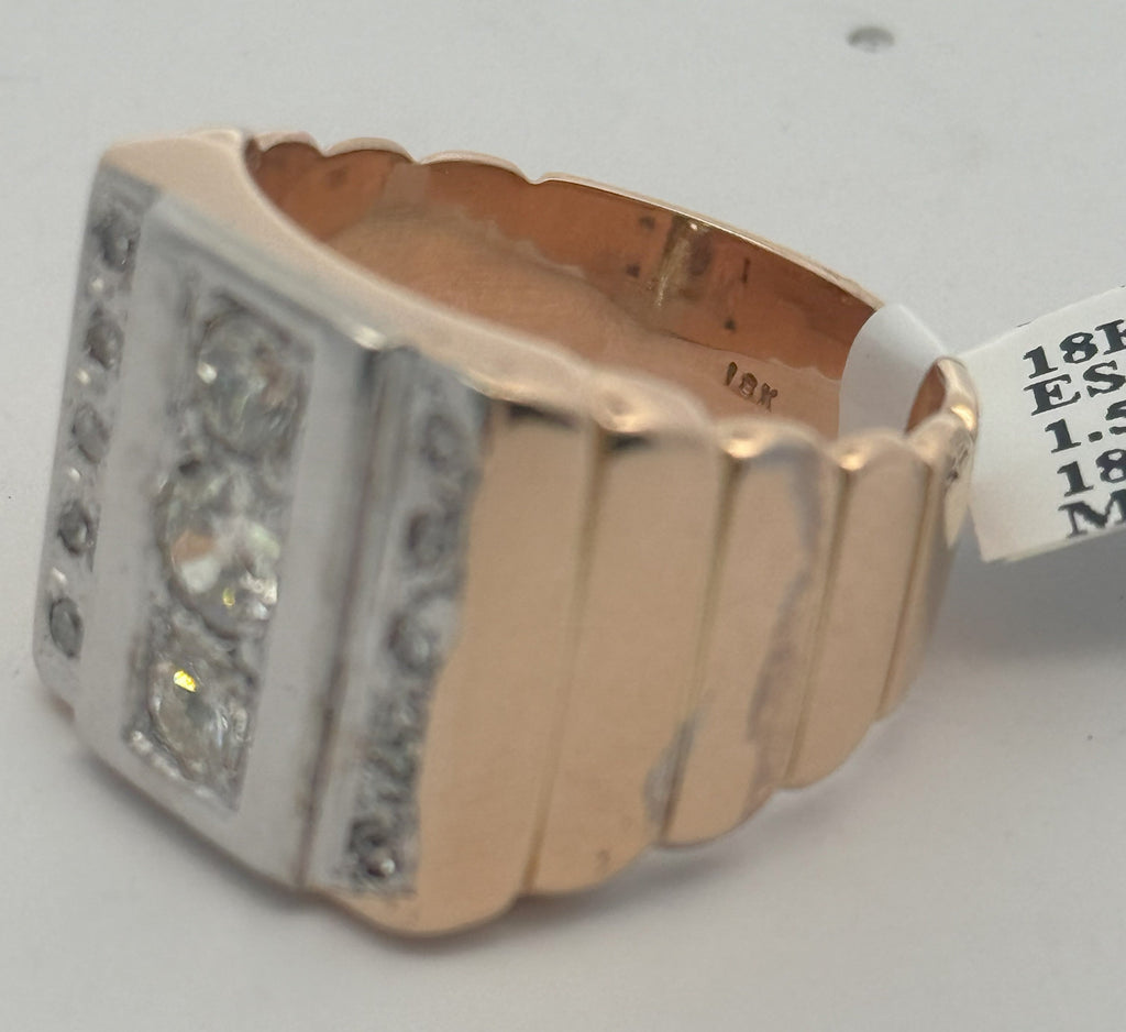 18k Yellow Gold 1.25 CT Diamond Men's Ring Estate, S108415 ( Pre-owned )