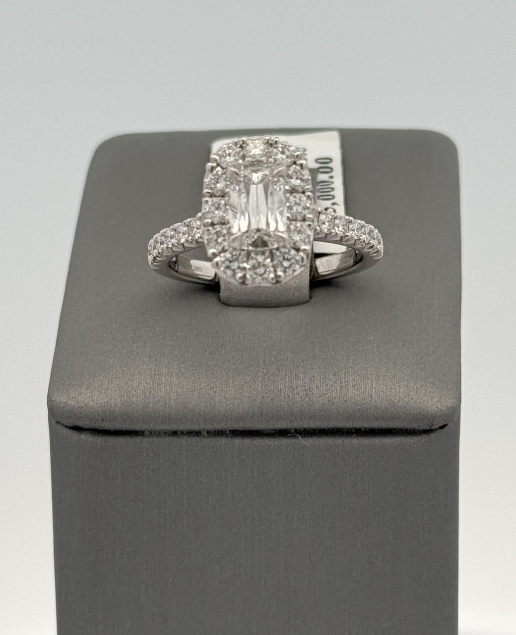 18k White Gold 1.75 CT Diamond Halo Engagement Ring, 5.7gm, Size 6.5, S107721