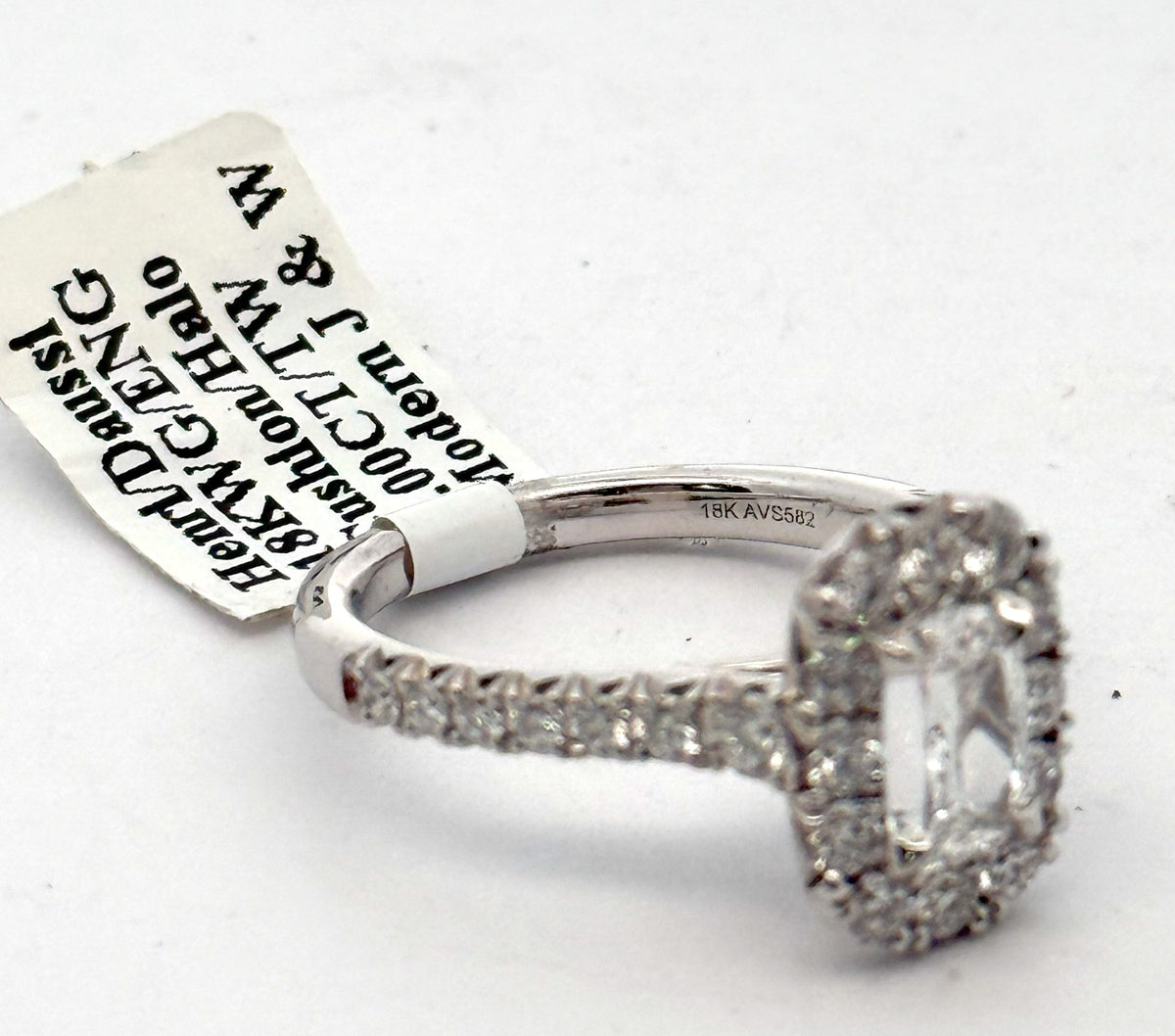 18k White Gold 1.75 CT Diamond Halo Engagement Ring, 5.7gm, Size 6.5, S107721