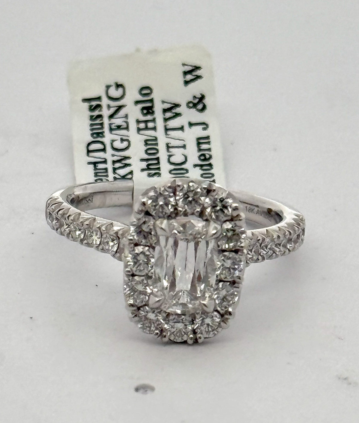 18k White Gold 1.75 CT Diamond Halo Engagement Ring, 5.7gm, Size 6.5, S107721