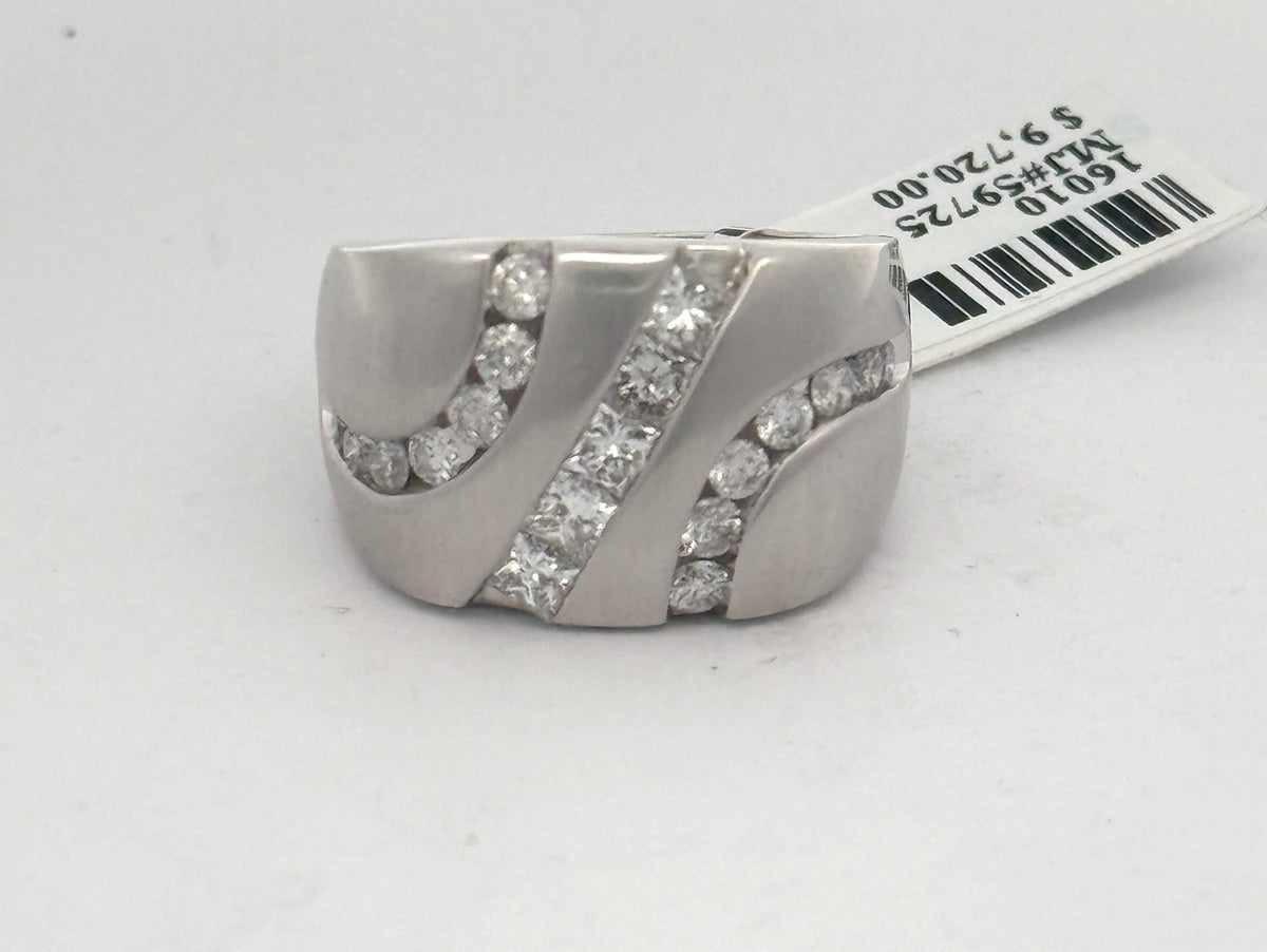 10k White Gold 1.60CT Diamond Men's Wedding Band, 8.8g, Size 10, S16010