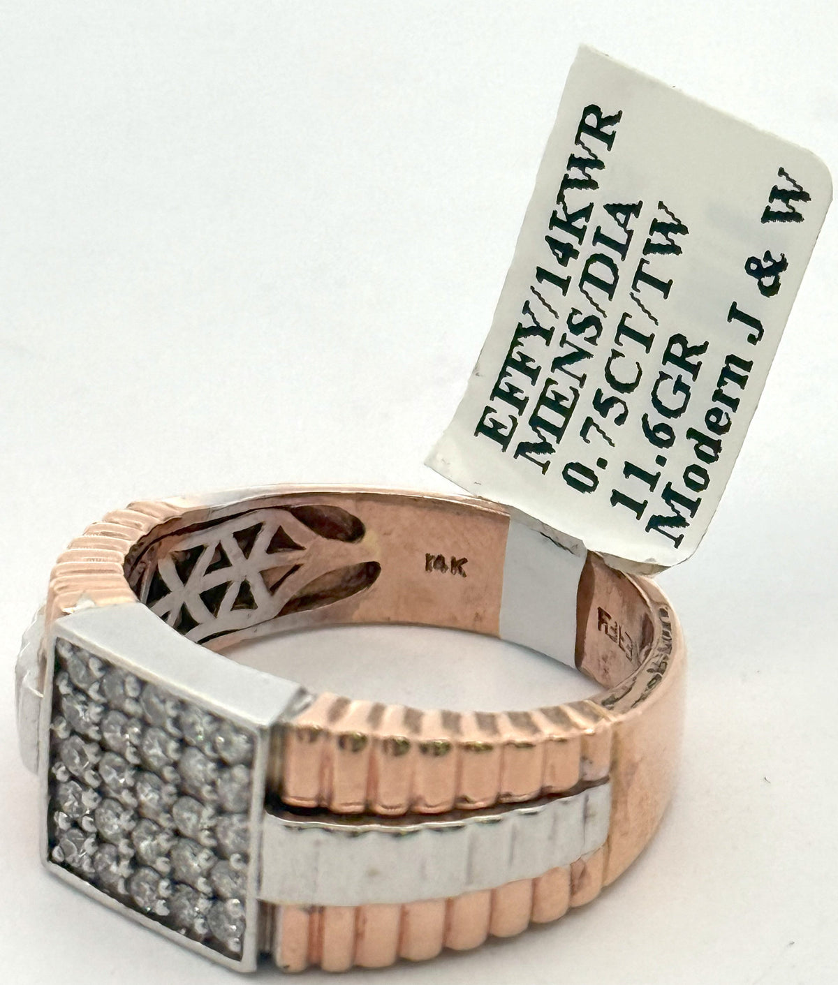 14k Two Tone Gold 0.50 CT Diamond Men's Fancy Band, S106737