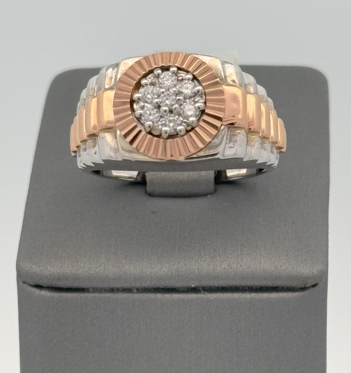 14k Two Tone Gold 0.25 CT Diamond Men's Fancy Band, S104819