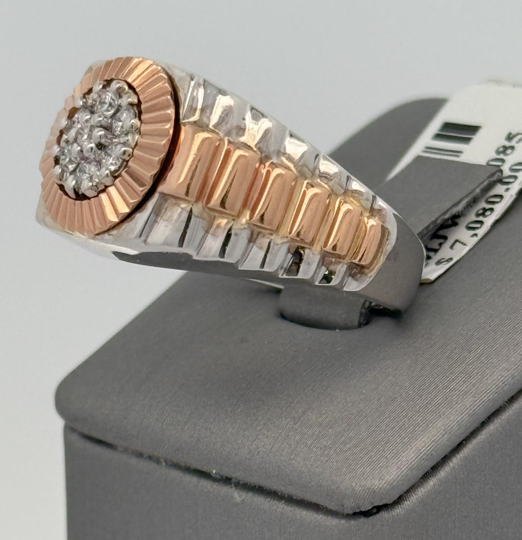 14k Two Tone Gold 0.25 CT Diamond Men's Fancy Band, S104819