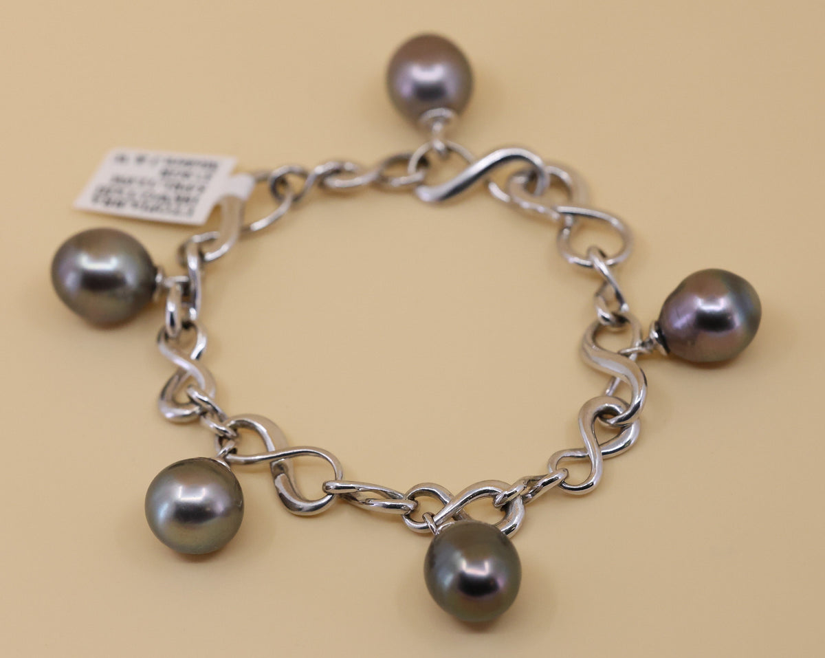 Utopia 18k White Gold Tahitian Pearl Bracelet, 37.9gr, S102561