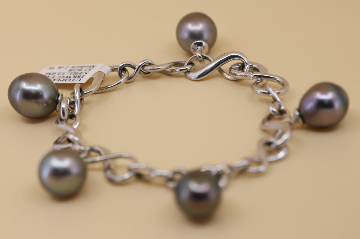 Utopia 18k White Gold Tahitian Pearl Bracelet, 37.9gr, S102561