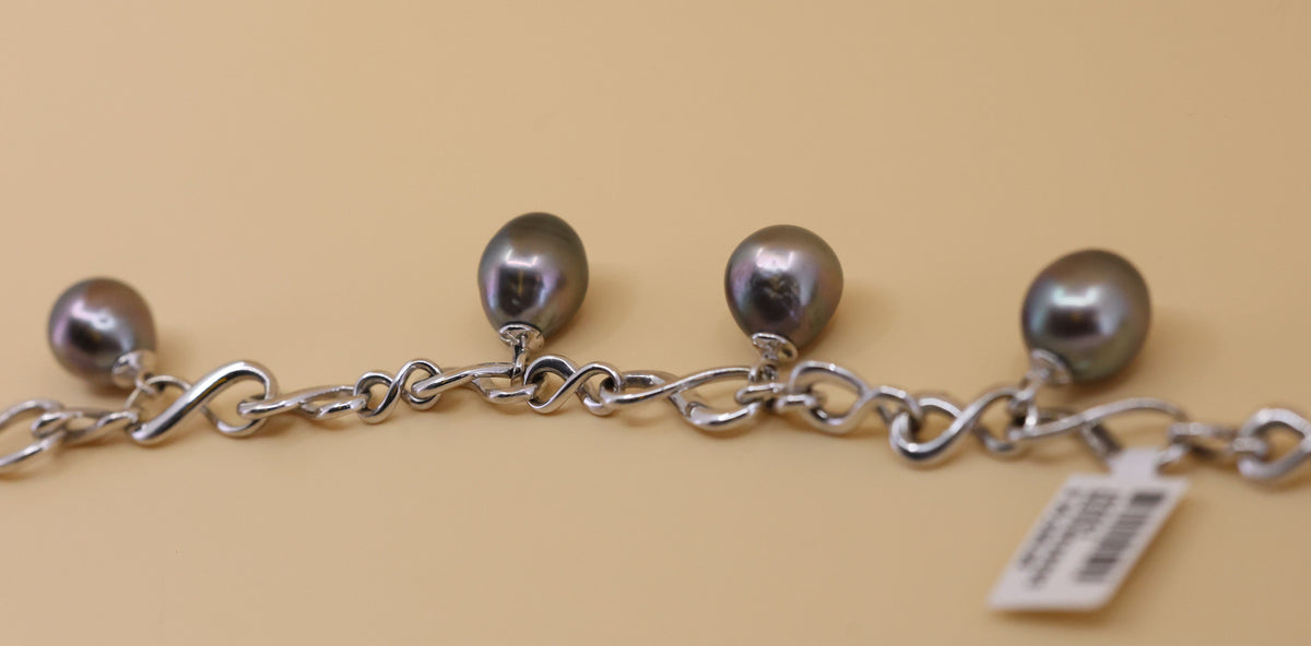 Utopia 18k White Gold Tahitian Pearl Bracelet, 37.9gr, S102561