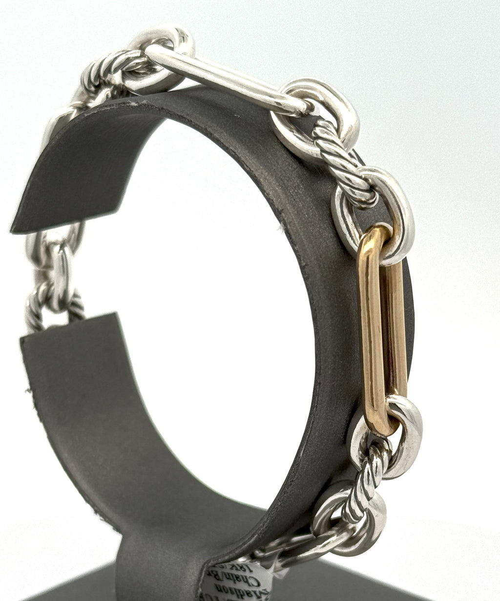 David Yurman Madison Chain/Bracelet silver & 18k Yellow Gold Lady Bracelet, 35,2Gm S108450 (Pre-owned)