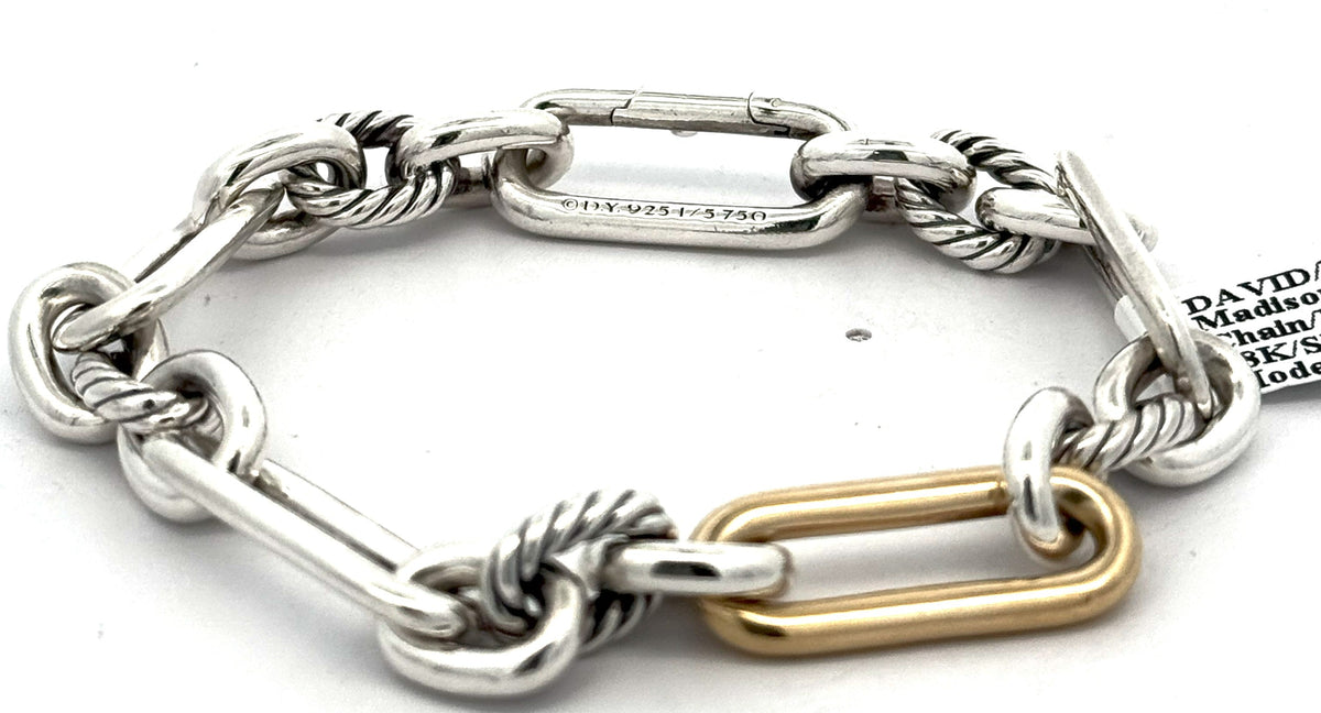 David Yurman Madison Chain/Bracelet silver & 18k Yellow Gold Lady Bracelet, 35,2Gm S108450 (Pre-owned)