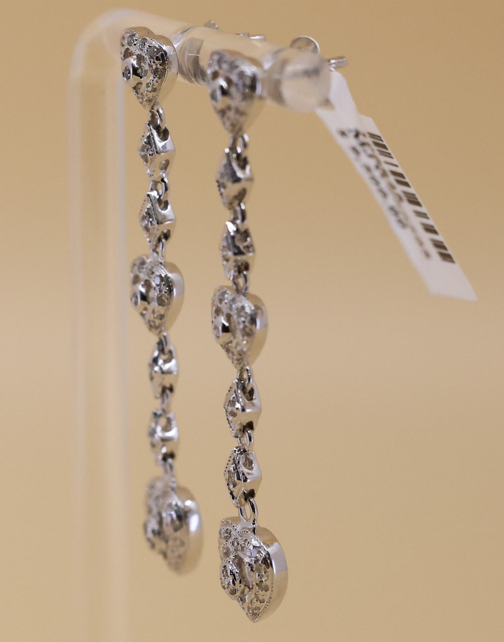14k White Gold Fancy Drop Earrings, 6.3g, S108845
