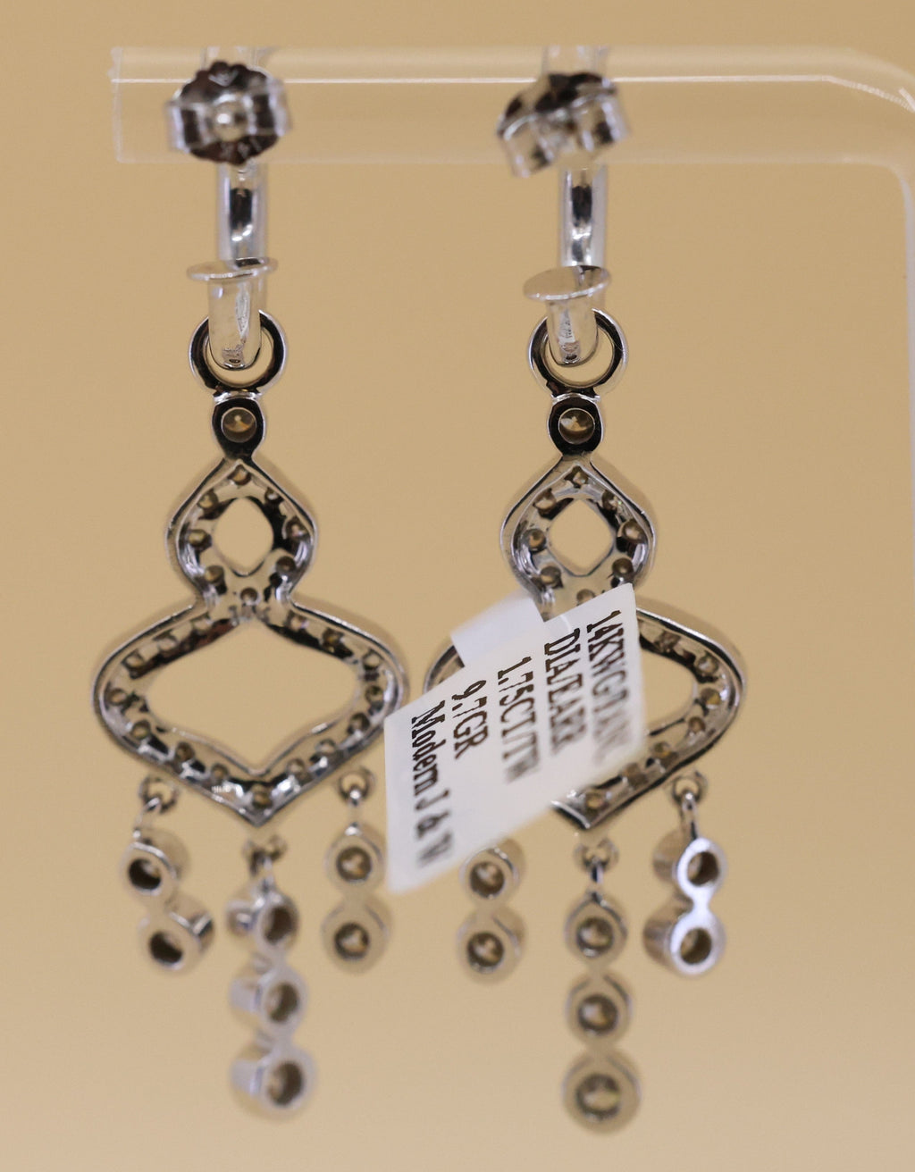 14k White Gold Fancy Drop Earrings, 9.7g, S108842
