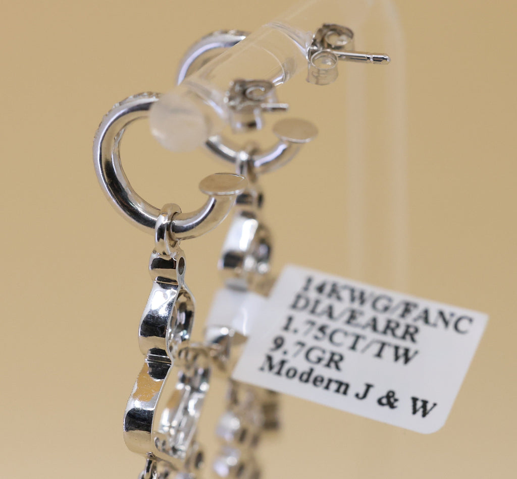 14k White Gold Fancy Drop Earrings, 9.7g, S108842