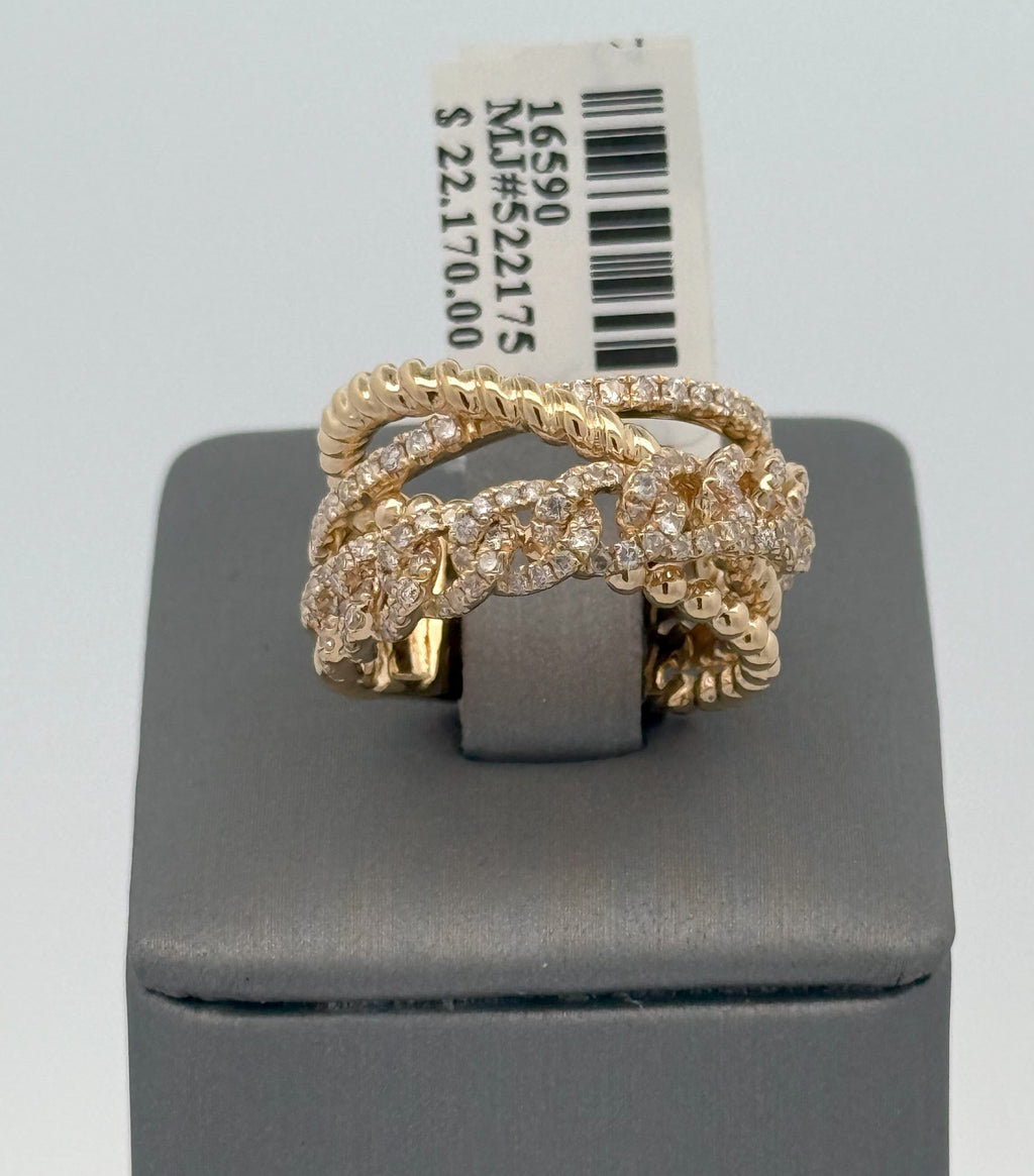 18k Yellow Gold Ladies 1.25 CT Diamond Fancy Ring, 11.6gm, Size 6.25 S16590