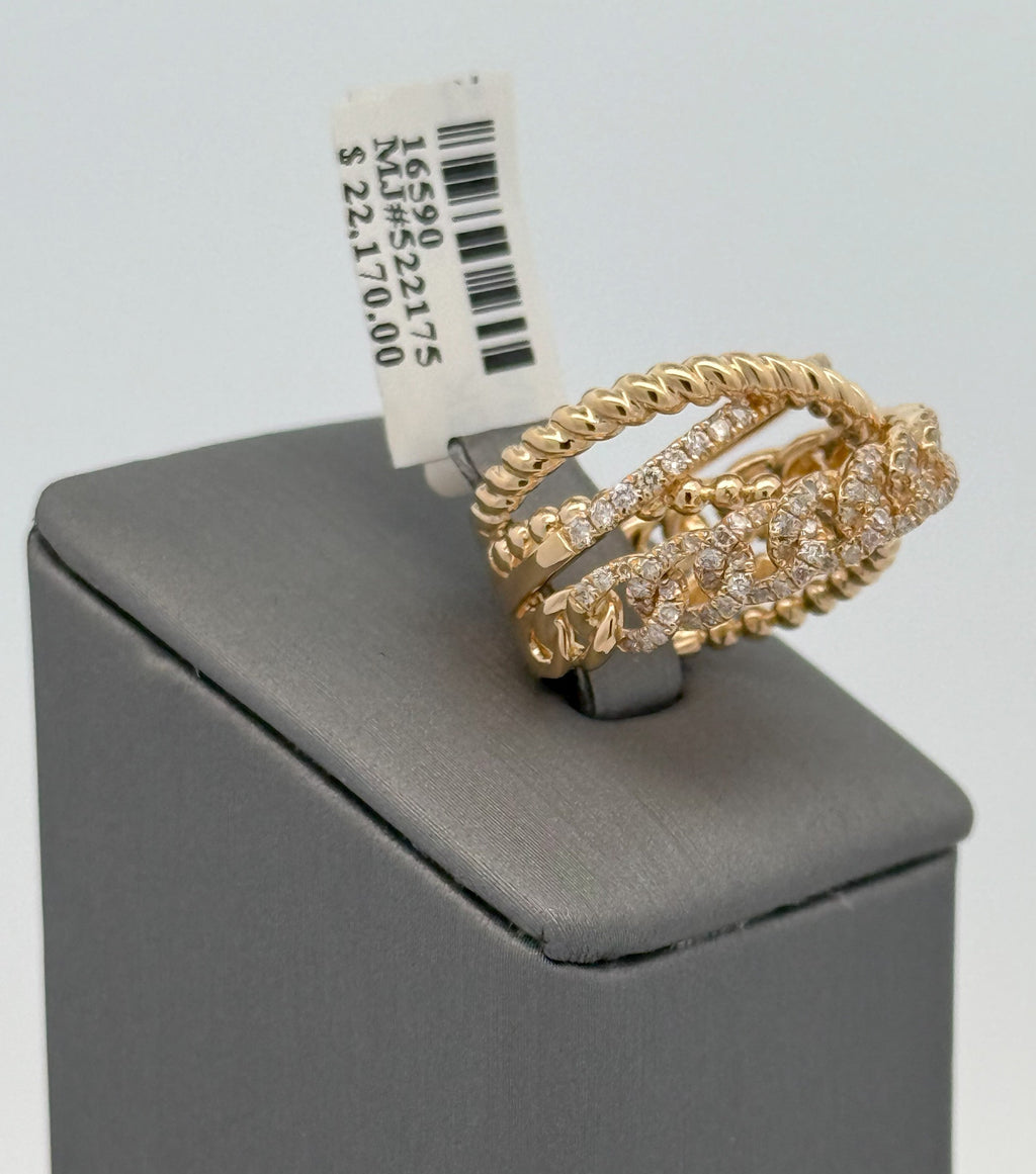 18k Yellow Gold Ladies 1.25 CT Diamond Fancy Ring, 11.6gm, Size 6.25 S16590