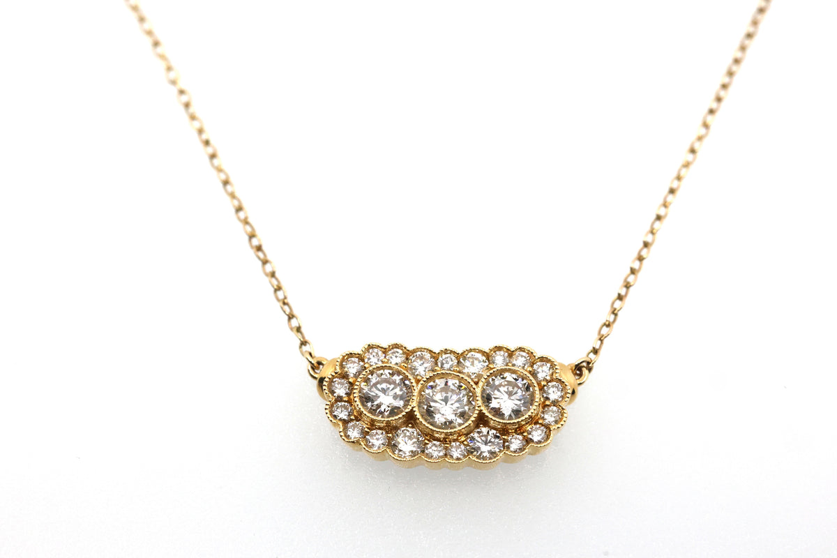 14k Yellow Gold 1.25 CT Ladies Diamond Pendant Necklace, 3.3g, S16824