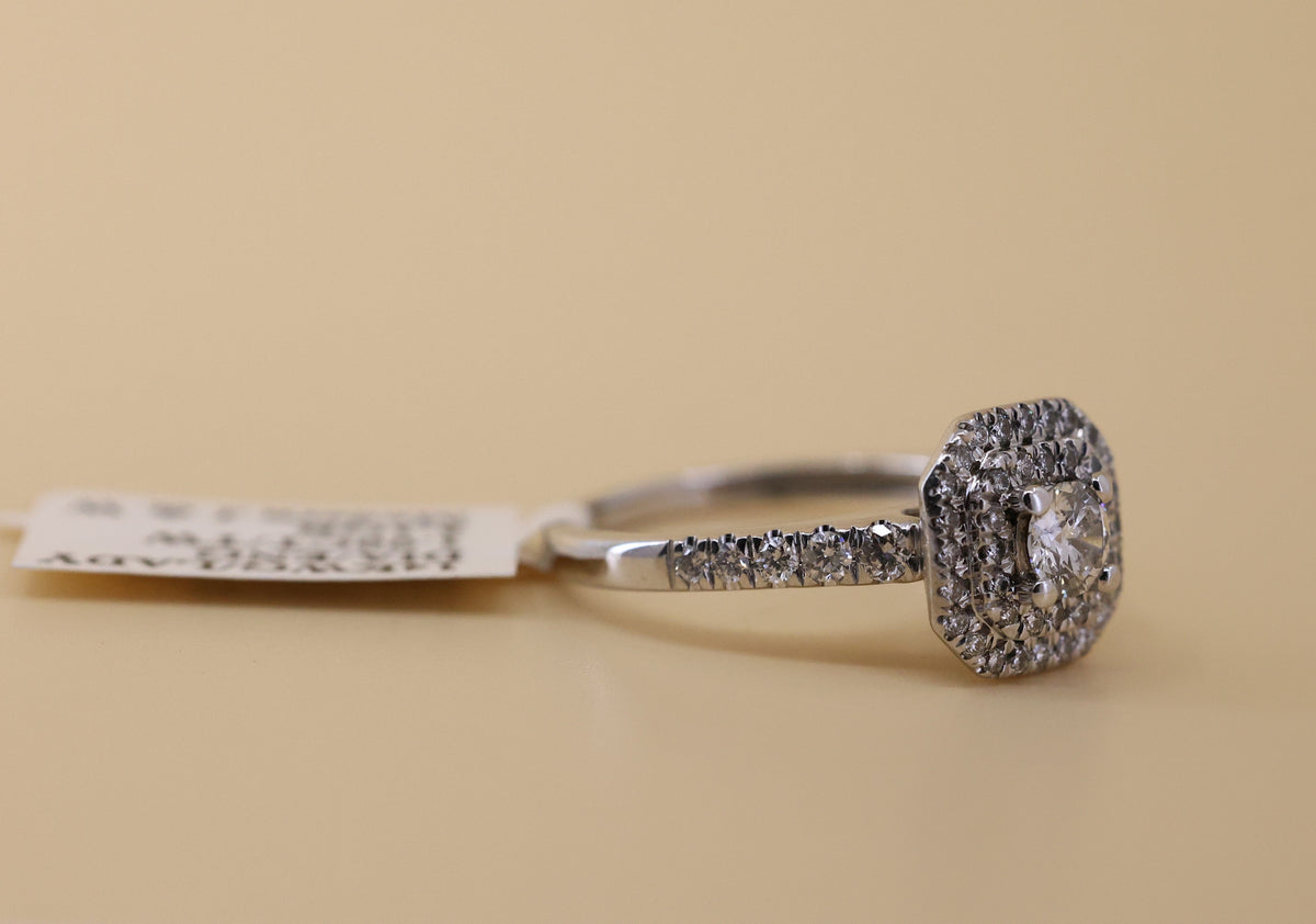 14k White Gold 0.75CT Round Cut Diamond Engagement Ring, Size 6.5, 3.1g, S108860