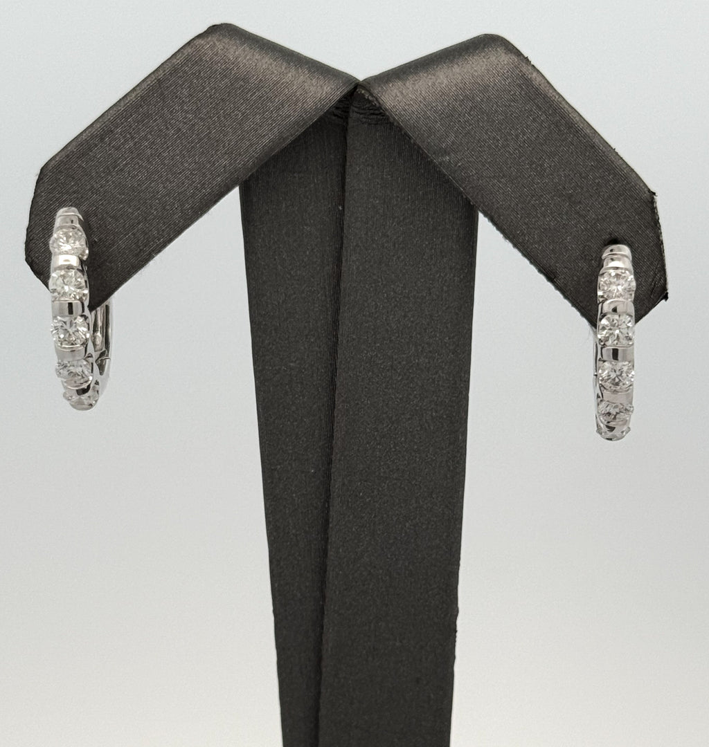 14K White Gold 1.25 CT Diamond Hoop Earrings, 6.6gm, S16591
