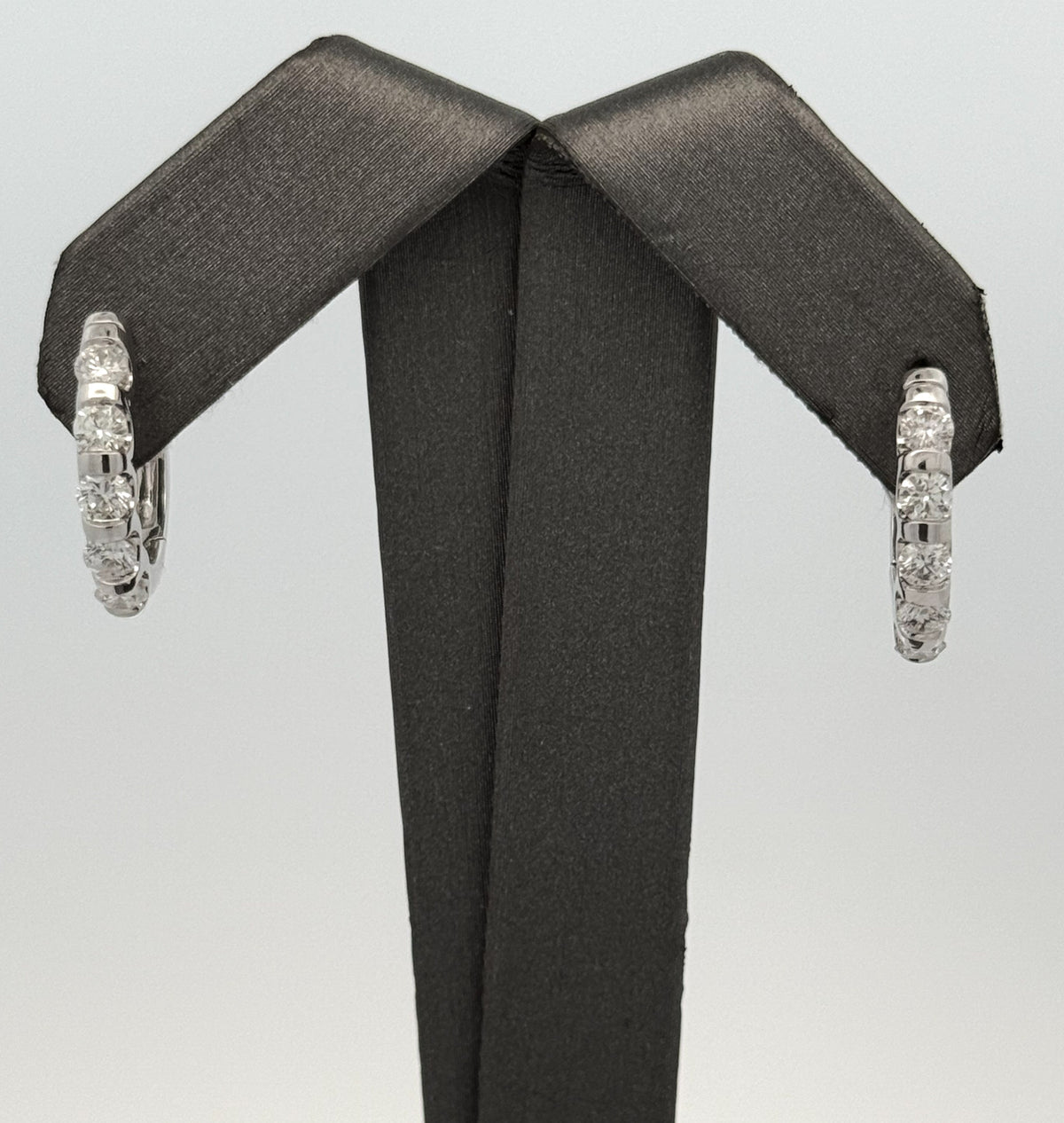 14K White Gold 1.25 CT Diamond Hoop Earrings, 6.6gm, S16591