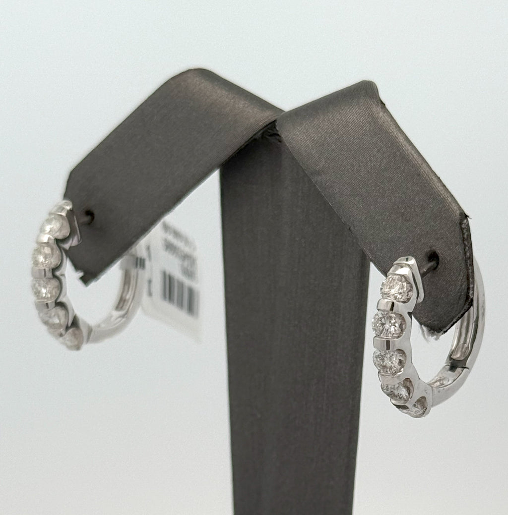 14K White Gold 1.25 CT Diamond Hoop Earrings, 6.6gm, S16591