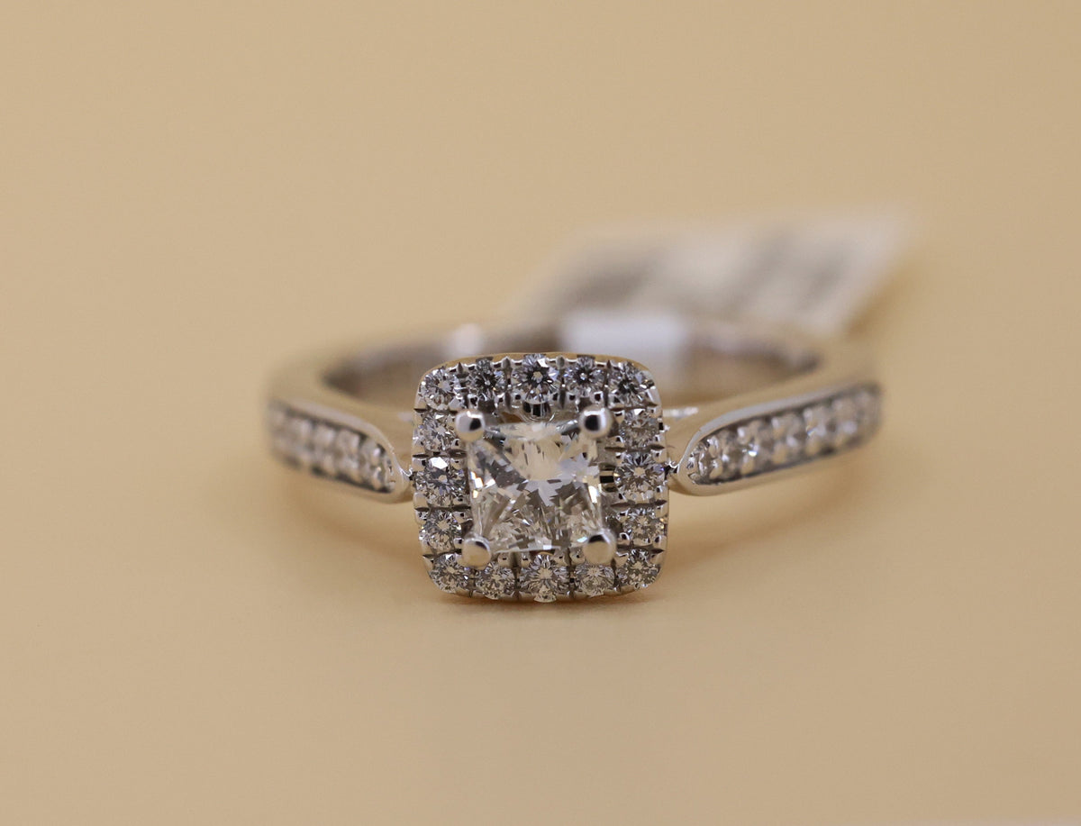 The Leo 14k White Gold 0.42 CT Princess Cut Diamonds Engagement Ring, Size 6, 4.9g, S108859