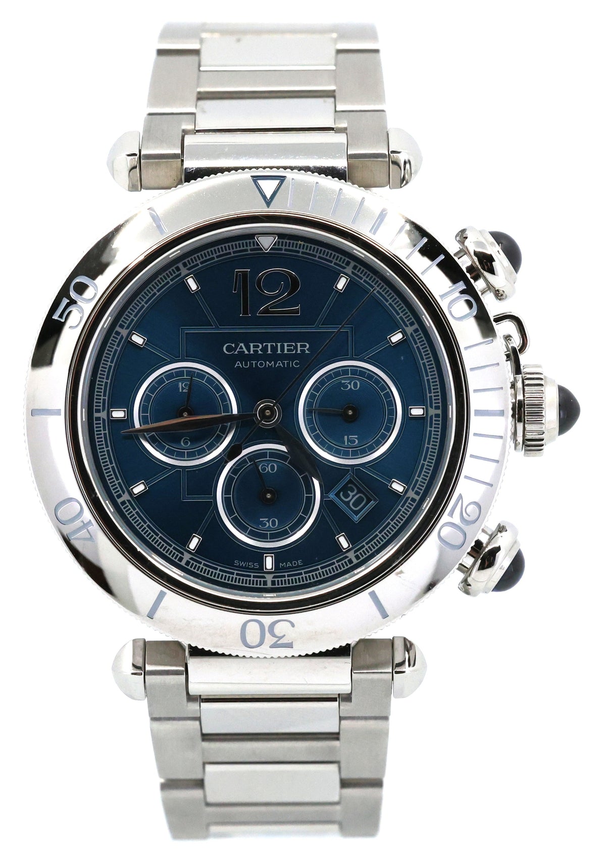 Cartier Pasha WSPA0039 Stainless Steel Chronograph 41mm Watch, S16331