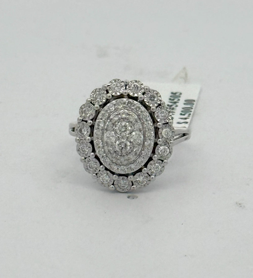 14k White Gold 0.75CT Diamond Cluster Ring Size 4.75, S108426