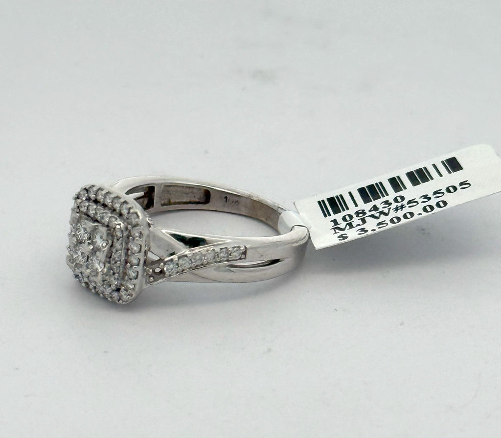 10k White Gold 0.50 CT Diamond Cluster Ring, 3.8g, Size 4.75, S08430