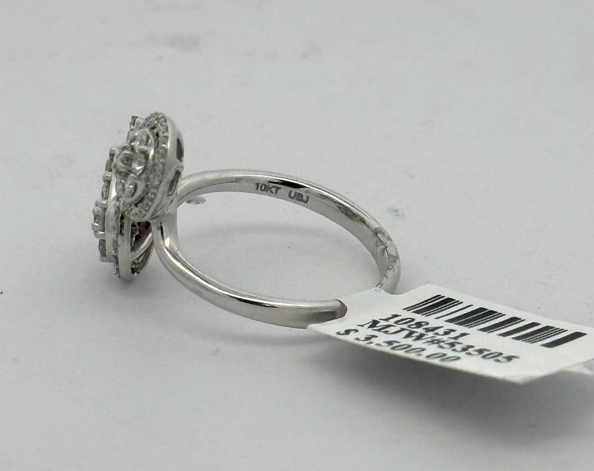 10k White Gold 0.50 CT Diamond Cluster Ring, 3.0g, Size 6, S08431