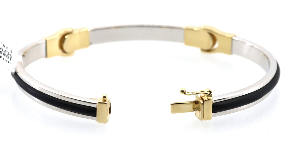 14k White & Yellow Gold Bangle Bracelet 18.5g, S108905