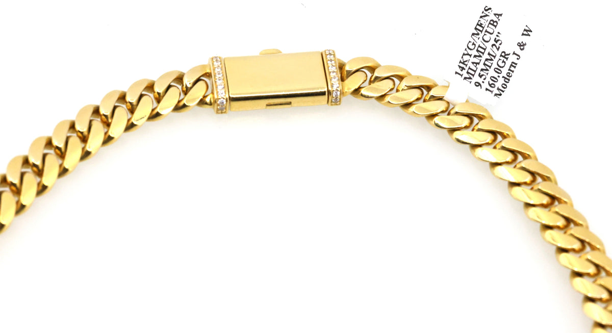 14k Yellow Gold Miami Cuban Men's Chain, 160.0gm, 25", S108903