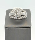 14k White Gold 4.00 CT Diamond Cluster Ladies Ring, 13.7 gm, Size 9, S108477