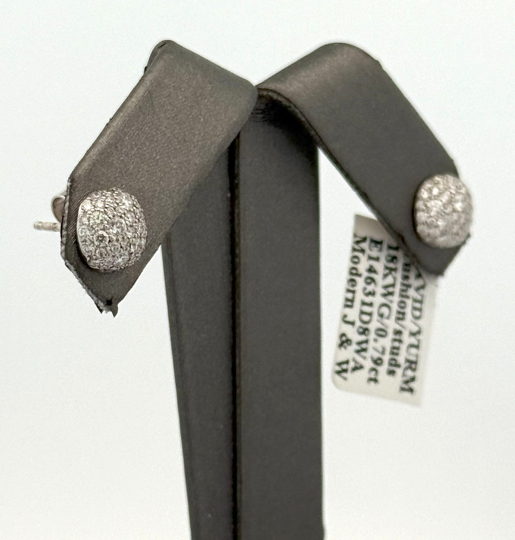 David Yurman Cushion Stud Earrings, 18K White Gold with Diamonds,S108478