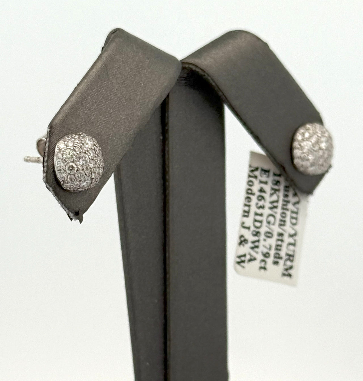 David Yurman Cushion Stud Earrings, 18K White Gold with Diamonds,S108478