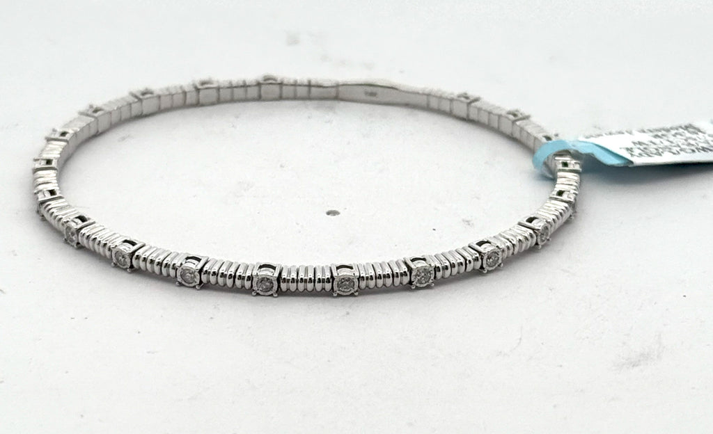 14k White Gold 0.75 CT Diamond Bangle Bracelet, 10.3gm, S16620