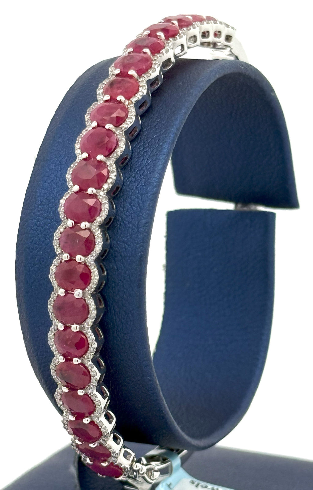 14k White Gold 10.00CT Diamond & Ruby Bangle Bracelet, 15.0g, S16617