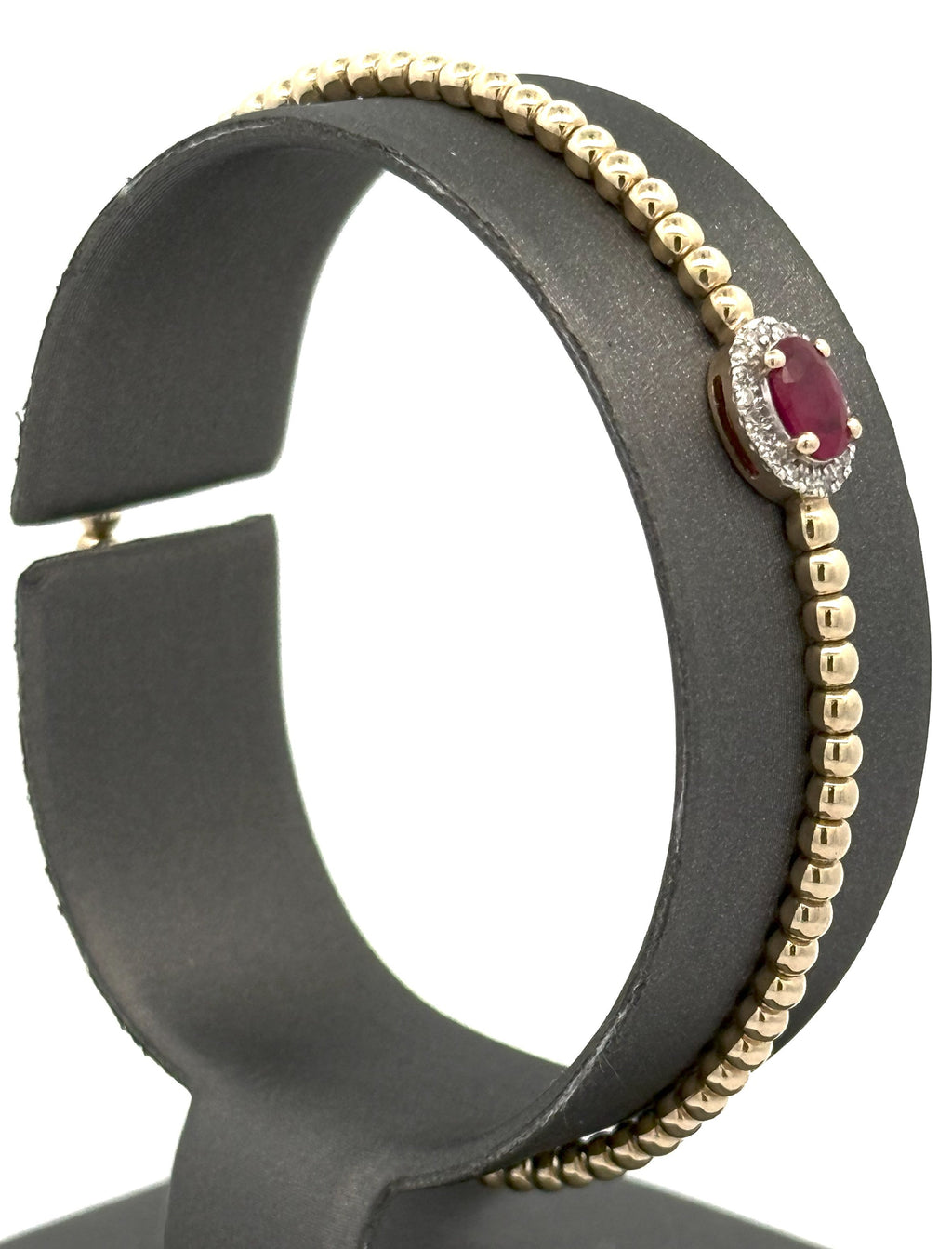 14k Yellow Gold 1.00 CT Diamond & Ruby Bangle Bracelet, 6.0gm, S16613