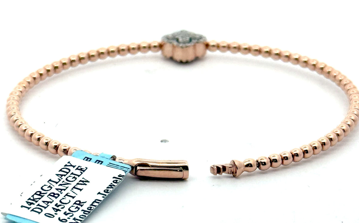 14k Rose Gold 0.45 CT Diamond Ladies Bangle Bracelet, 6.5gm, S16618