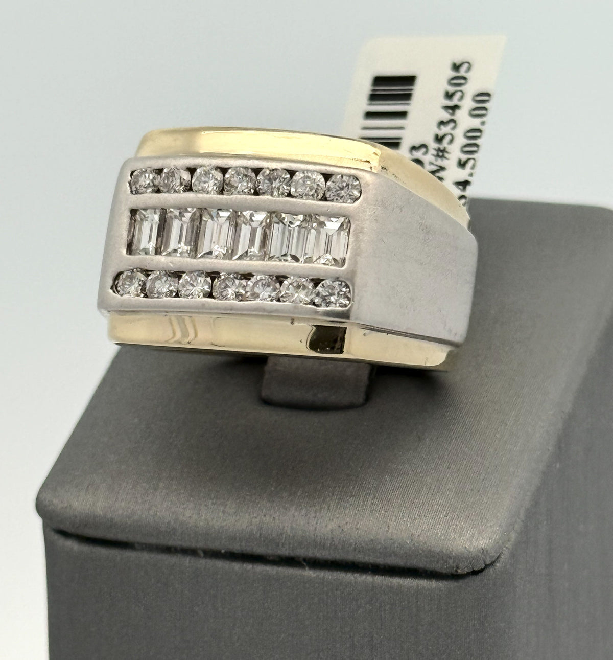 14k Two Tone Gold 2.00 CT Diamond Men's Ring, 28.5g, Size 10, S108493