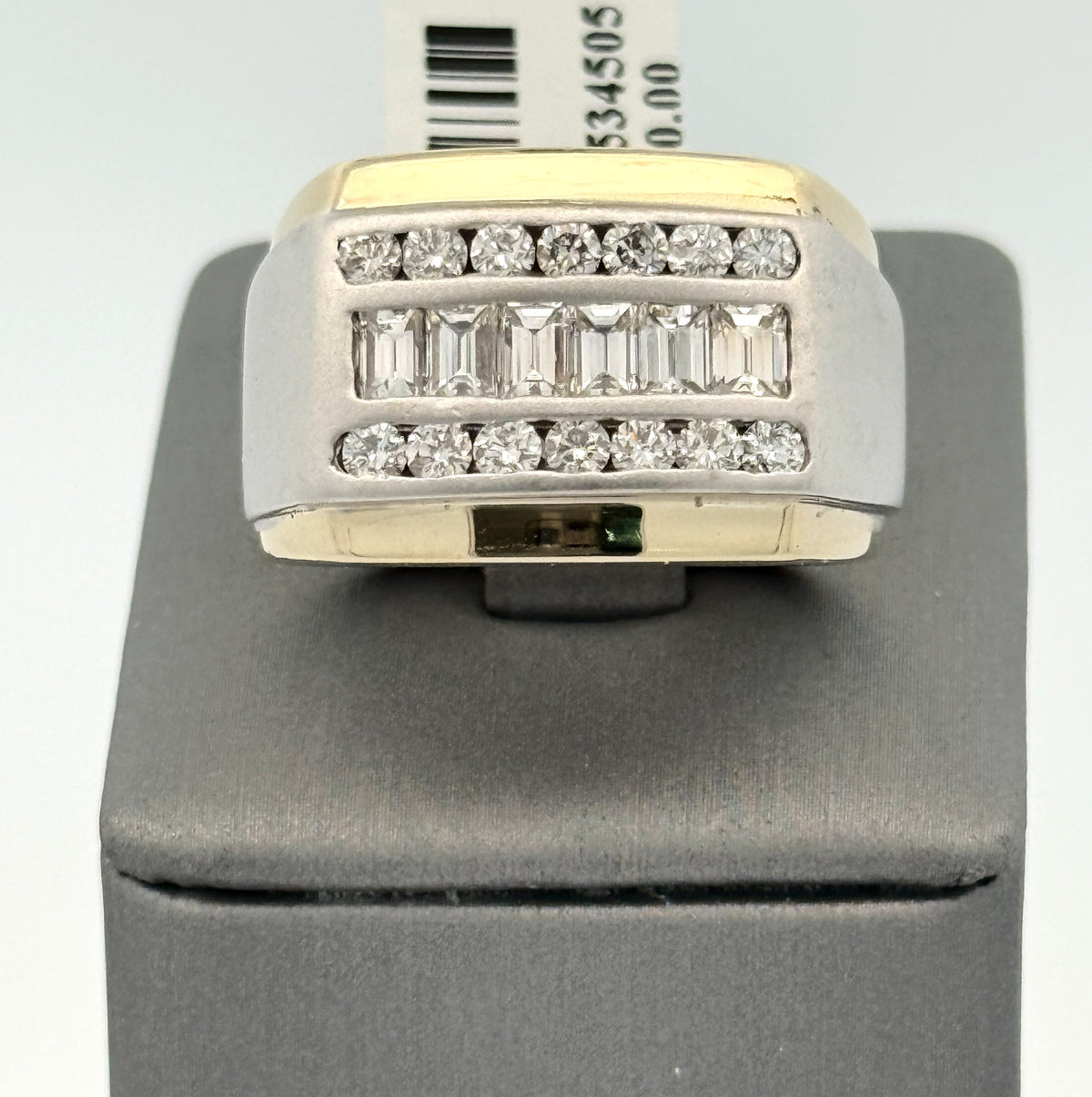 14k Two Tone Gold 2.00 CT Diamond Men's Ring, 28.5g, Size 10, S108493